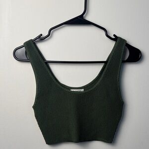 Babaton Olive Green Crop Tank Top